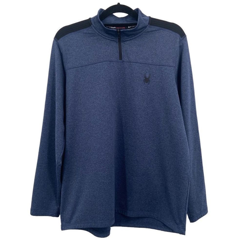 Spyder‎ Active Men's Quarter Zip 4-Way Stretch Pullover Blue Medium
